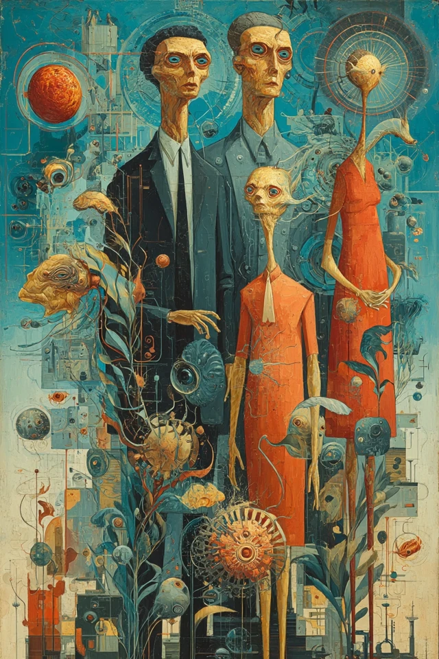 Atomic Age Surrealism Translucent Figures Art