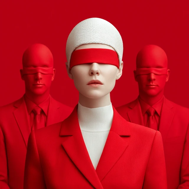 High Fashion Portrait of Woman in Red