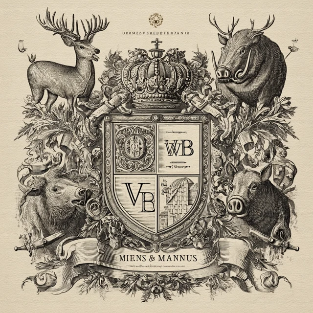 Heraldic Coat of Arms Detailed Engraving Illustration