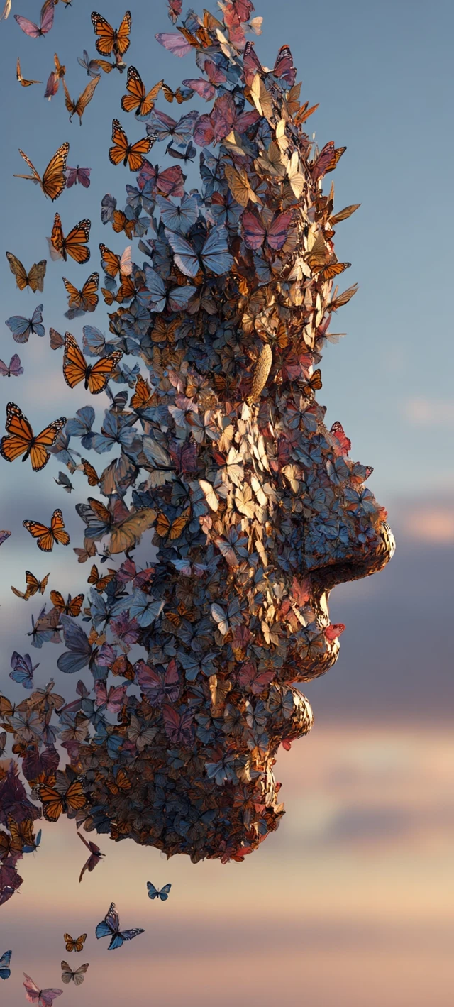 Butterfly Face Surreal Art Dreamlike Scene