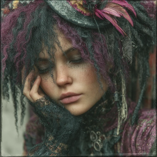 Mystic Witch Portrait: Burdened Wisdom and Veiled Face