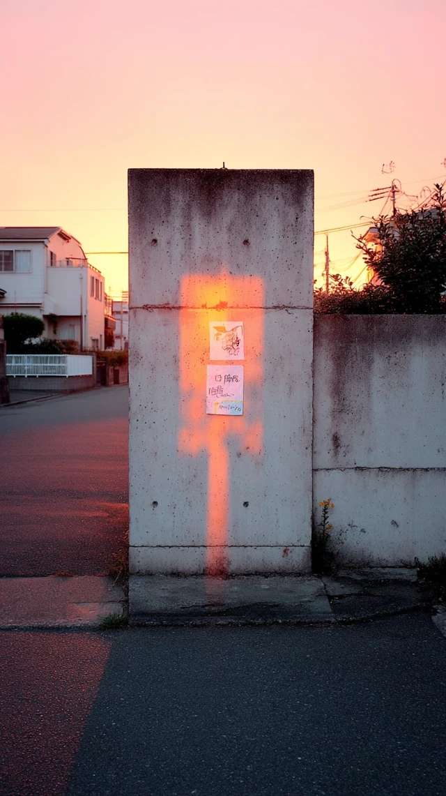 Japanese Street Scene Sunset Note Wall