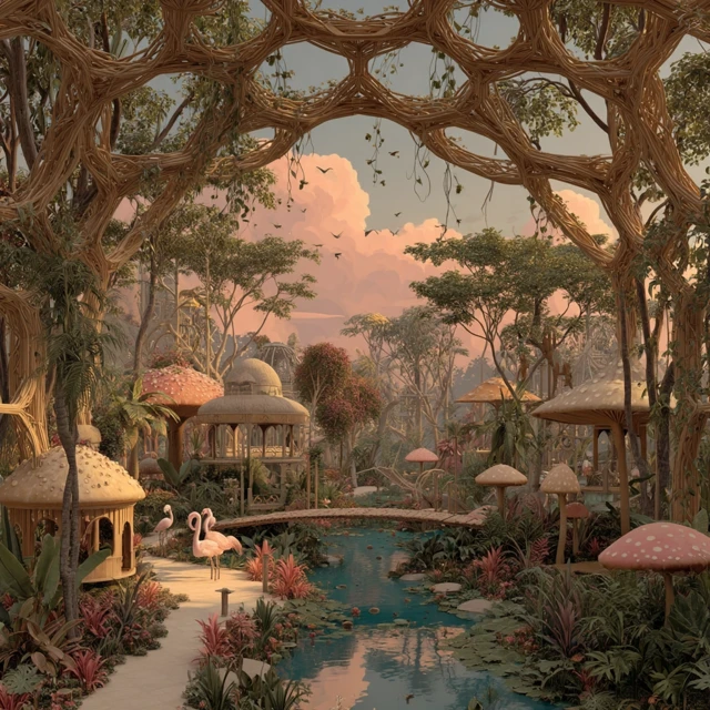 Enchanted Forest Elves Flamingo Wonderland Exploration