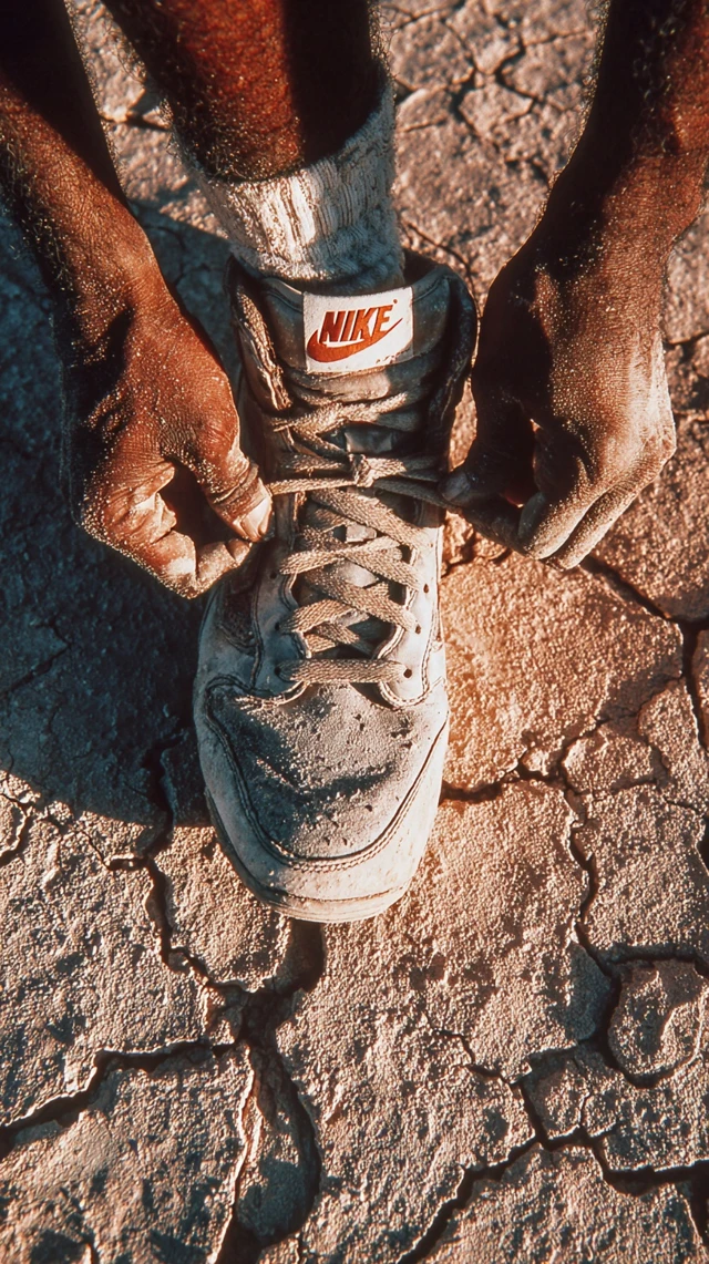 Nike Sneakers Tied in Desert Athletic Preparation