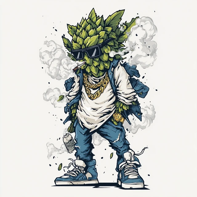 Weed Bud Mascot Cartoon Poster