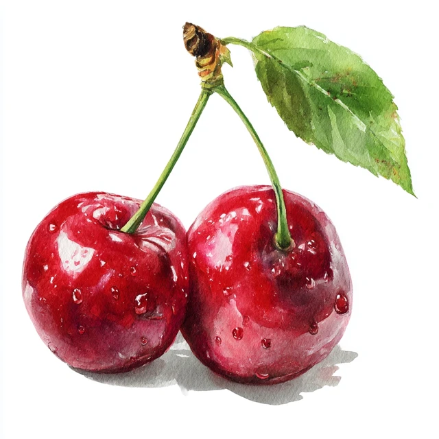 Watercolor Cherry Clipart High Resolution