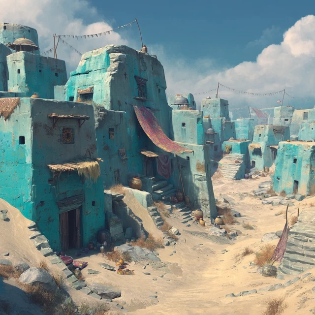 Ruined Desert Settlement Turquoise Stone