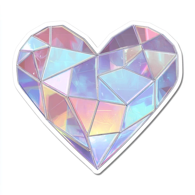 Holographic Crystal Heart Sticker Vaporwave