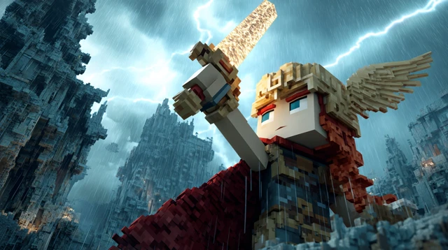 Minecraft Warrior with Lightning Sword
