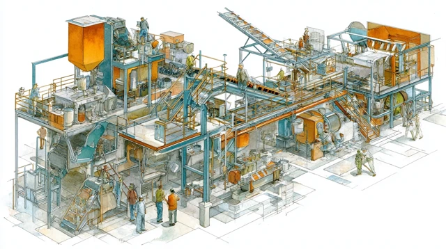 Recycling Facility Cutaway Illustration