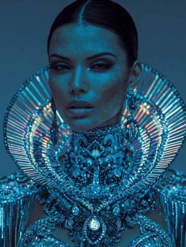 Day of the Dead Model in Glamorous Futuristic Style