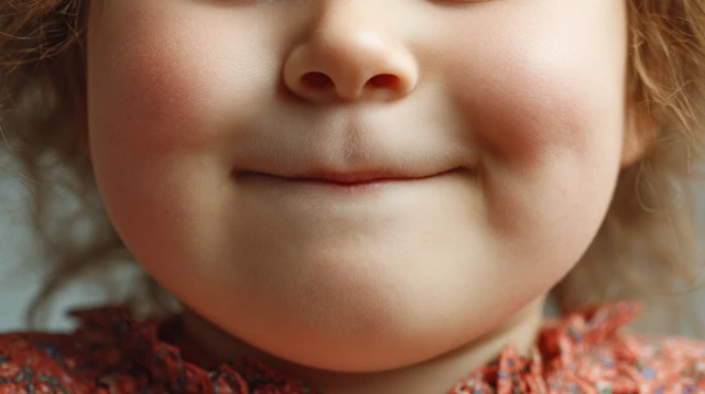 Close Up Portrait of a Chubby Child Smiling