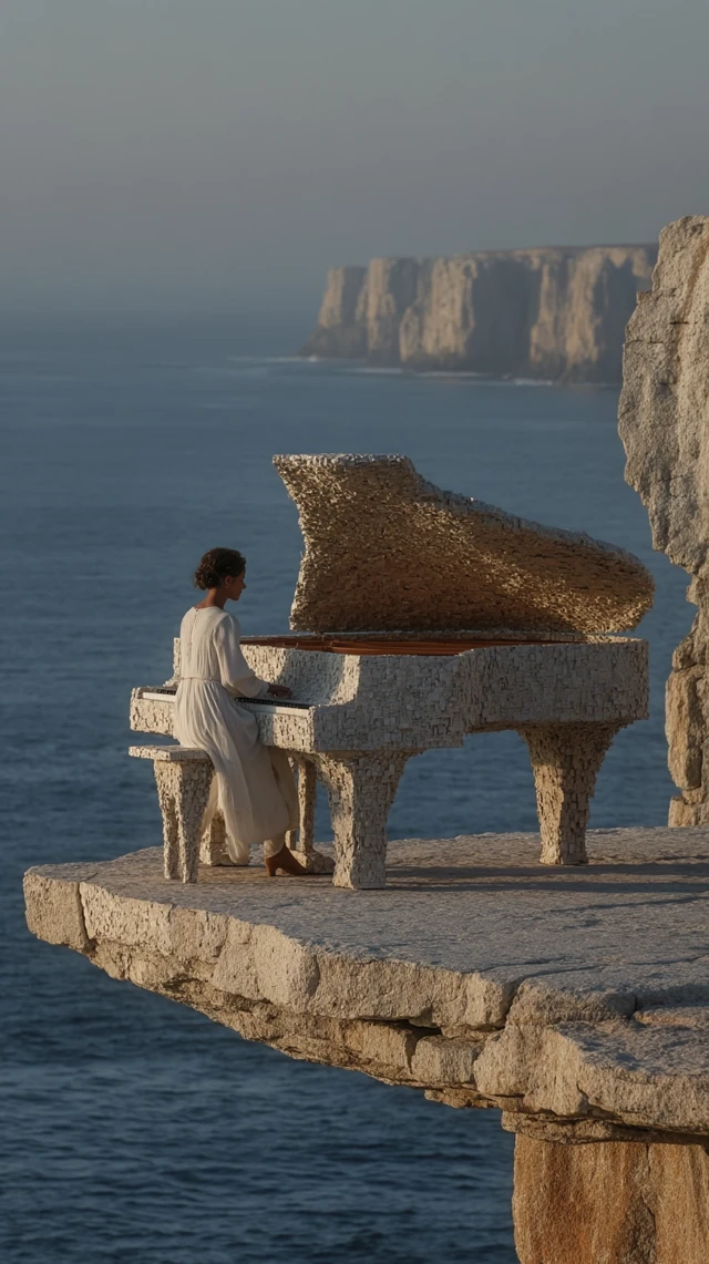 Piano on a Cliff A Poetic Scene