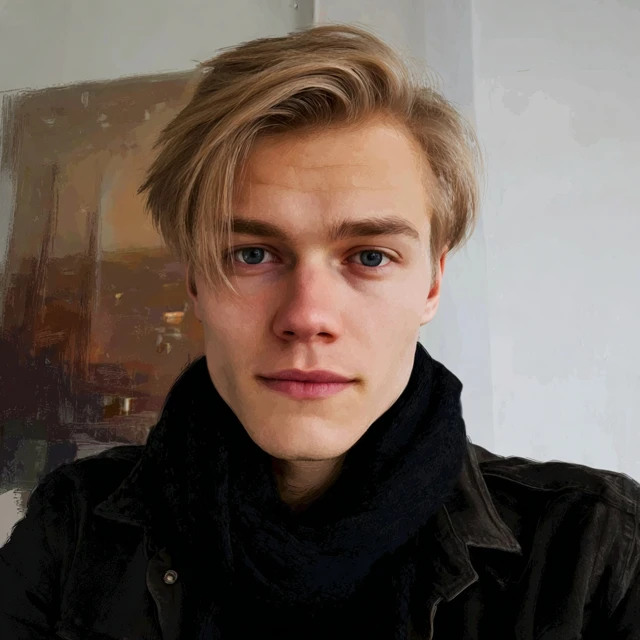 Nordic Man Selfie Portrait Handsome Young Male
