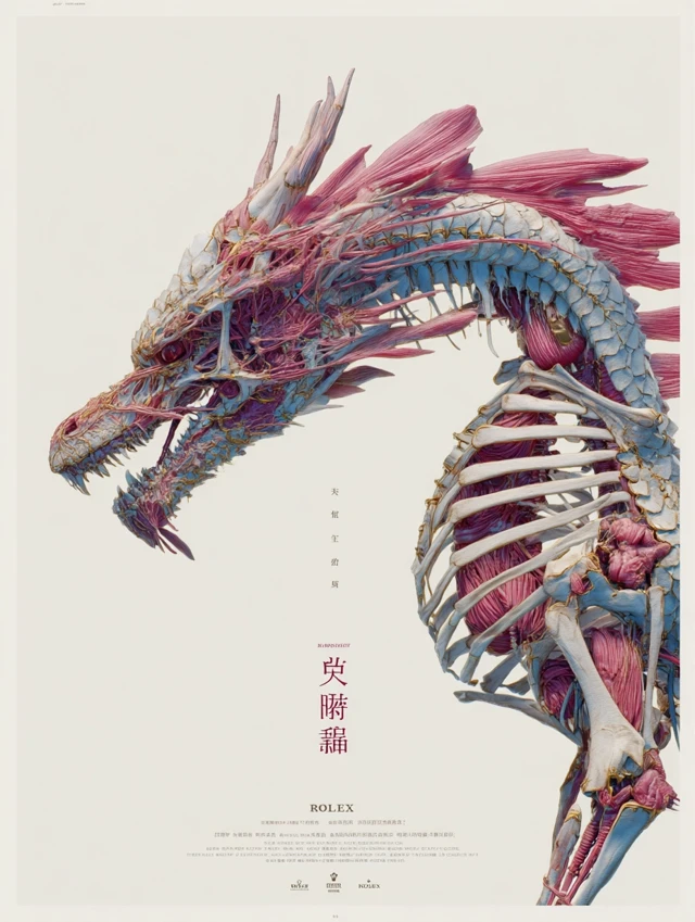 Chinese Dragon Anatomy Poster Realistic Art