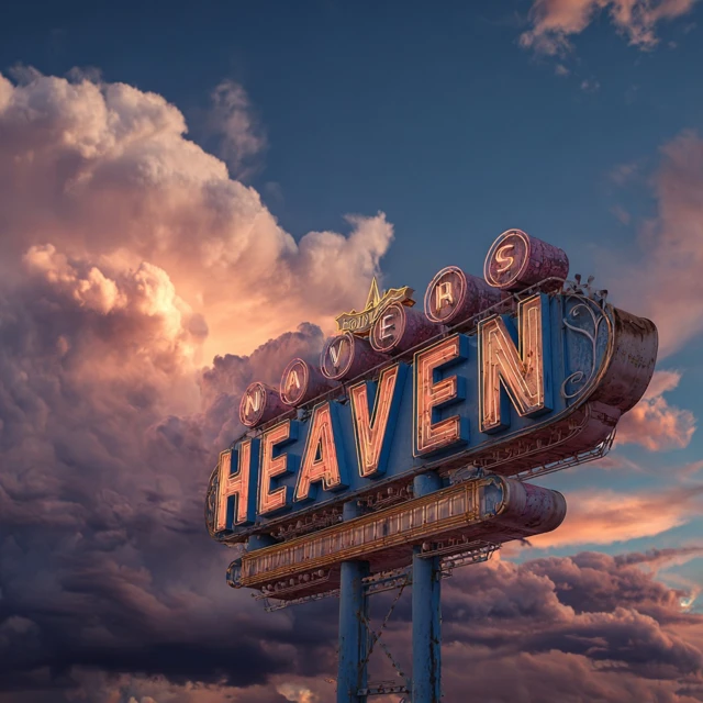 Heaven Sign Las Vegas Sunset Sky Vintage Neon
