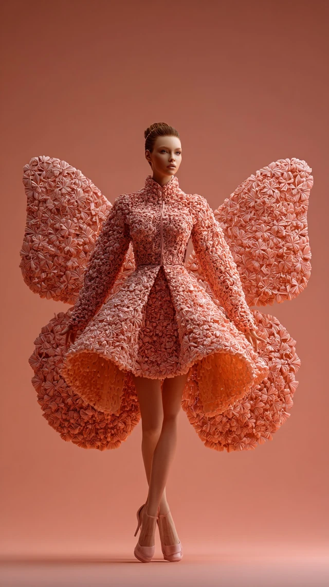 Haute Couture Dress Fashion Model 3D Clay Style
