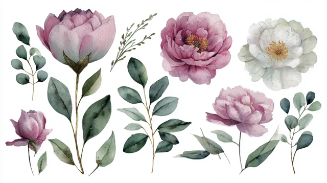 Elegant Watercolor Floral Set for Decor and Design