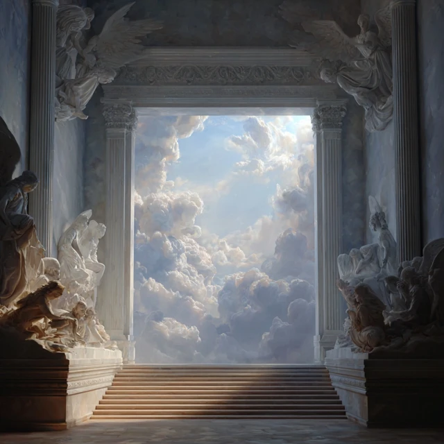Heavenly Gate Angels Sky Realistic Art