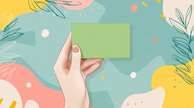 Blank Green Card Hand Illustrated Abstract Background