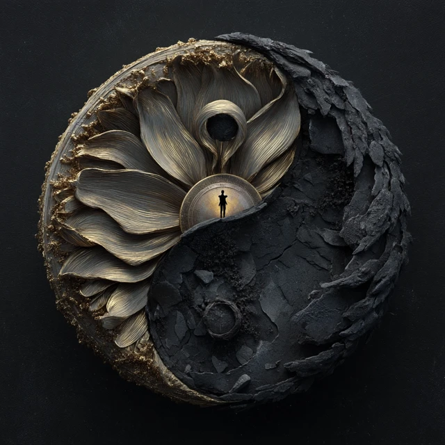 Duality Logo Humanity Yin Yang 3D Minimalist