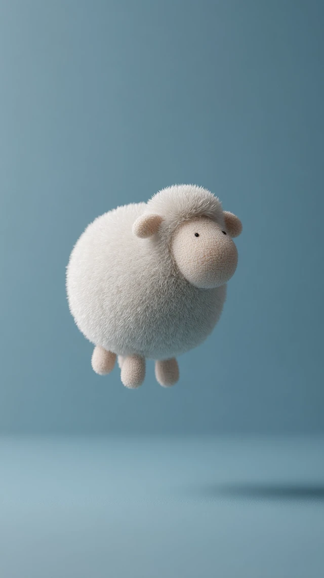 Fluffy 3D Cartoon Sheep Art Piece