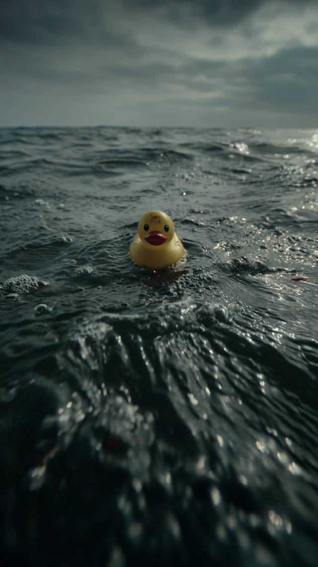 Rubber Duck in Ocean: Advertising Photo