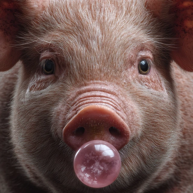 Pig in Liquid 3D Render