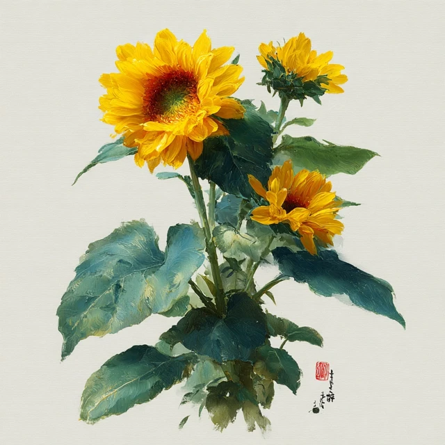 Sunflowers Traditional Chinese Painting Art