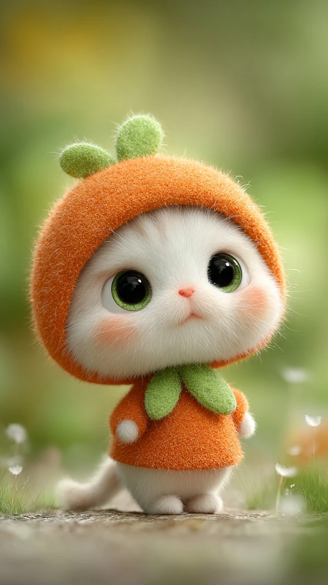 Adorable Munchkin Kitten in Carrot Costume