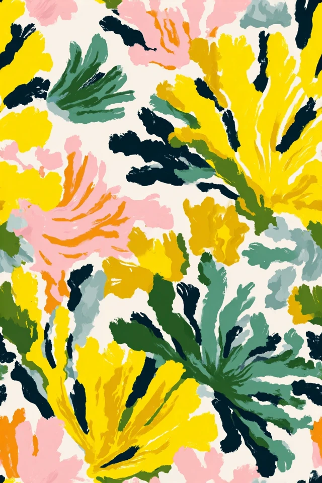 Abstract Floral Pattern Illustration in Pastel Colors