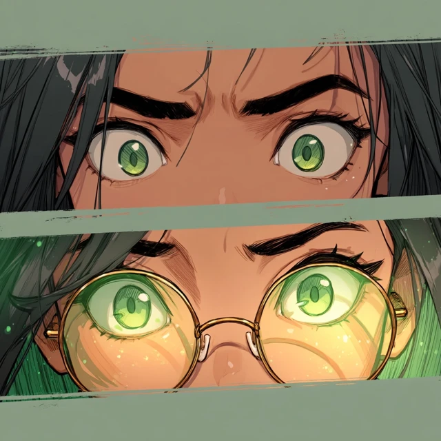 Anime Eyes Split Panel Jade Green Glasses