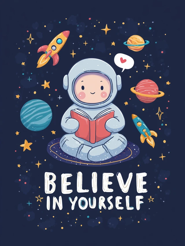 Cute Astronaut Wall Art Believe in Yourself