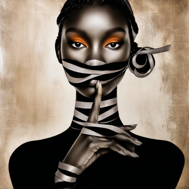 Black Woman in Silence Art Portrait