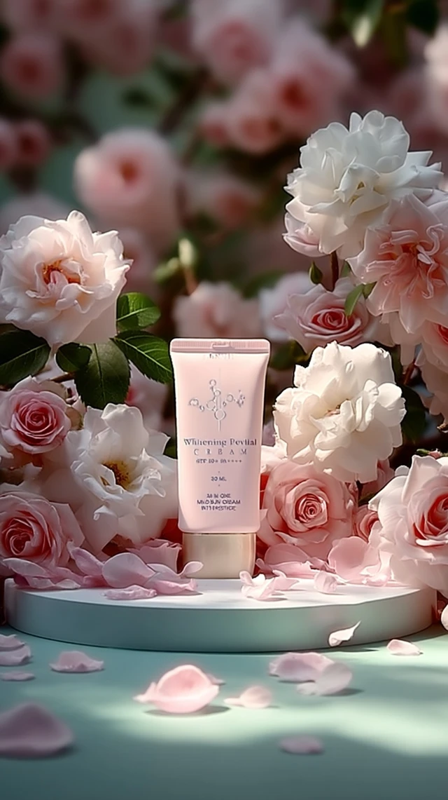 Whitening Cream Product Photography Floral Theme