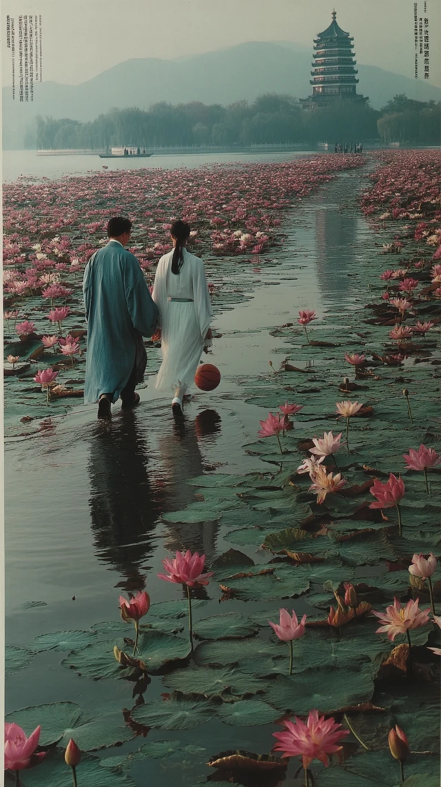 West Lake Painting: Lotus, Basketball, Ancient China