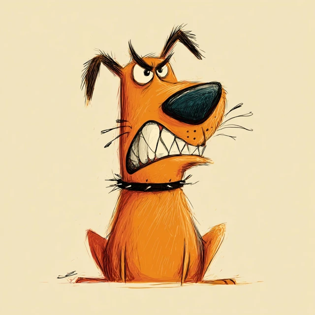 Angry Cartoon Dog Illustration Funny Grumpy Animal