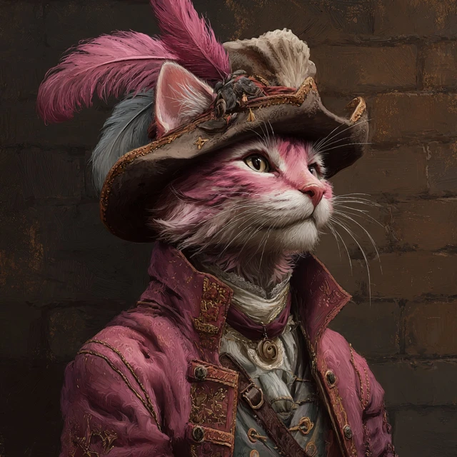 DnD Pink Tabaxi Musketeer Portrait