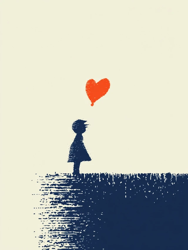 Banksy-Style Engraving: Little Girl and Heart Balloon