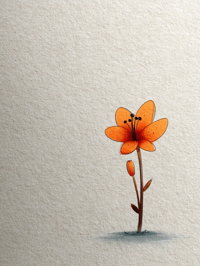 Minimalist Lily Doodle Simple Cartoon Illustration