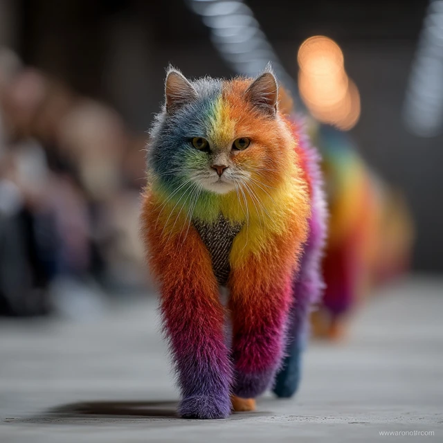 Rainbow Cat Runway Fashion