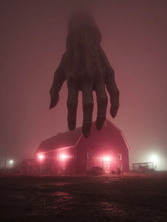 Eerie Barn at Night Horror Photography