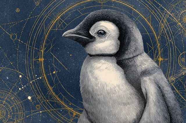 Baby Emperor Penguin Leonardo da Vinci Style