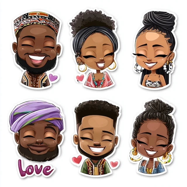Afrocentric Art Stickers Black Love Bold Colors