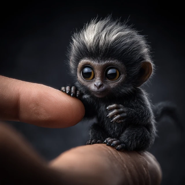 Cute Finger Monkey Gripping a Finger First Person View