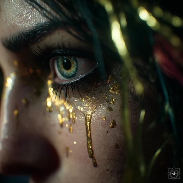 Eye with Gold Tears Close Up