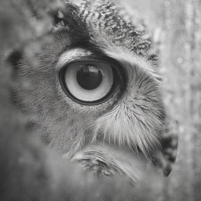Owls Piercing Eye Monochrome Close Up