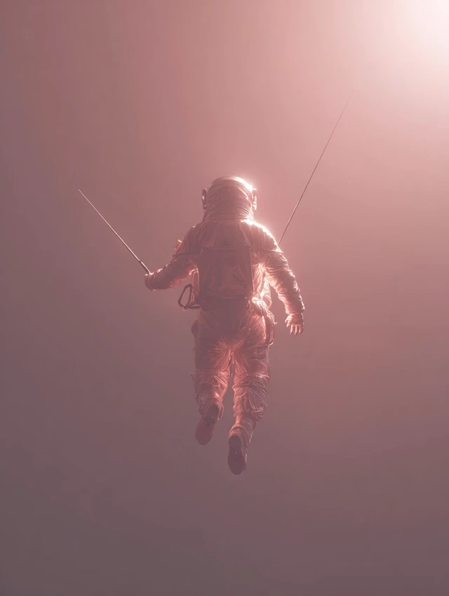 Astronaut Painting in Space Photorealistic Scene