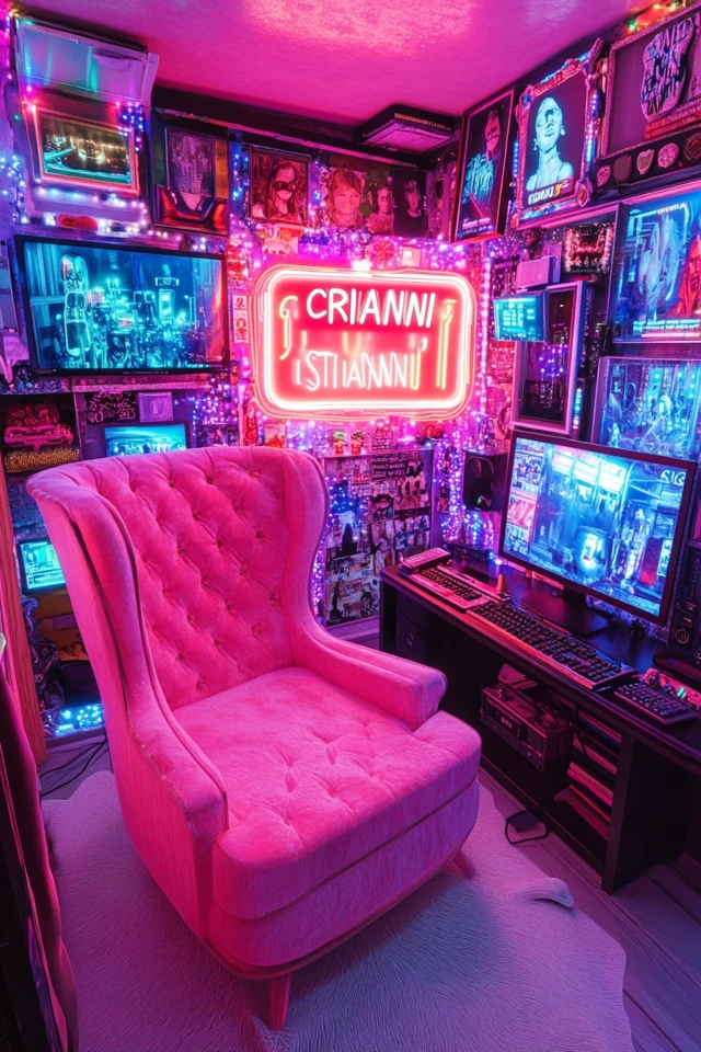 Neon Room Pink Chair Entertainment Icons