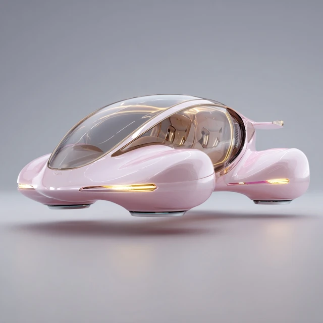 Futuristic Floating Car Pink Design 3021